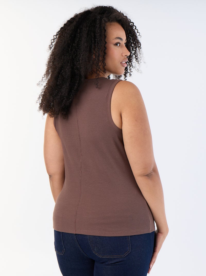 Camiseta de tirantes de canalé Marron - Kiabi
