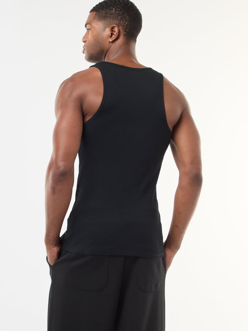 Camiseta de tirantes de canalé Negro - Kiabi