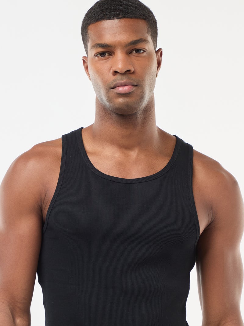 Camiseta de tirantes de canalé Negro - Kiabi