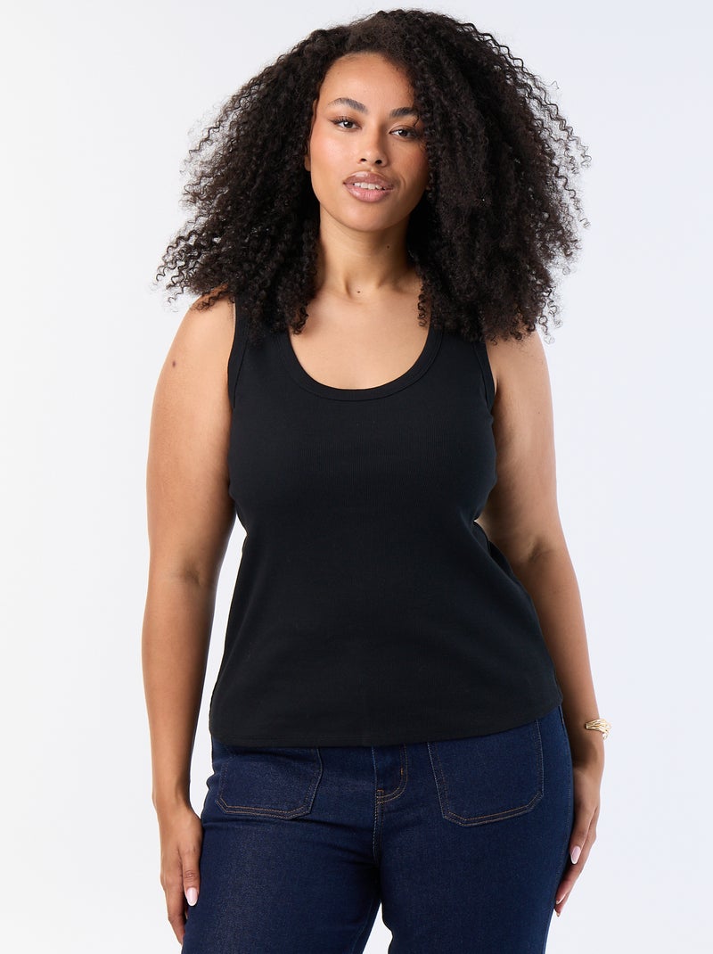 Camiseta de tirantes de canalé Negro - Kiabi