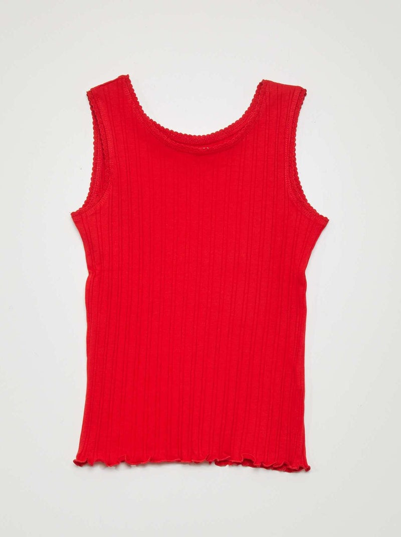 Camiseta de tirantes de canalé ROJO - Kiabi