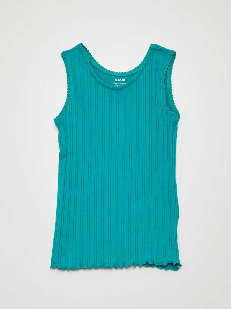 Camiseta de tirantes de canalé VERDE - Kiabi