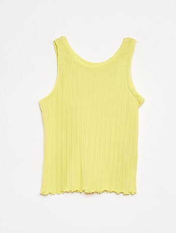 Camiseta de tirantes de canalé y encaje