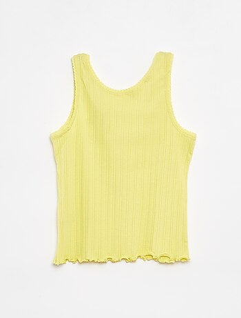 Camiseta de tirantes de canalé y encaje