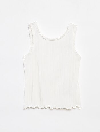 Camiseta de tirantes de canalé y encaje