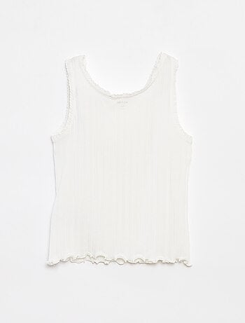Camiseta de tirantes de canalé y encaje