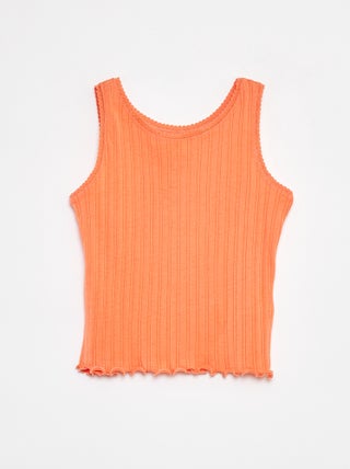Camiseta de tirantes de canalé y encaje