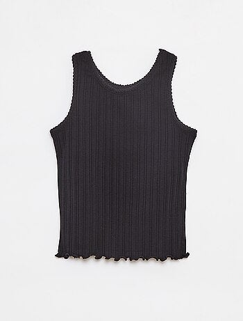 Camiseta de tirantes de canalé y encaje