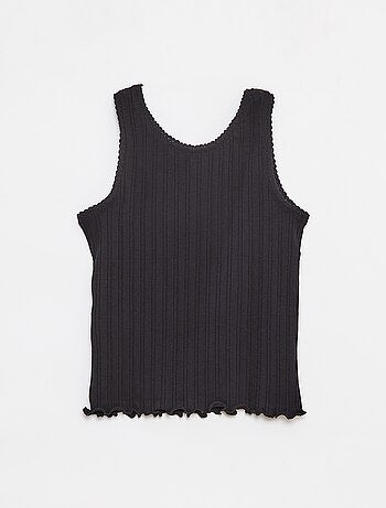 Camiseta de tirantes de canalé y encaje
