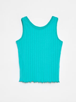 Camiseta de tirantes de canalé y encaje