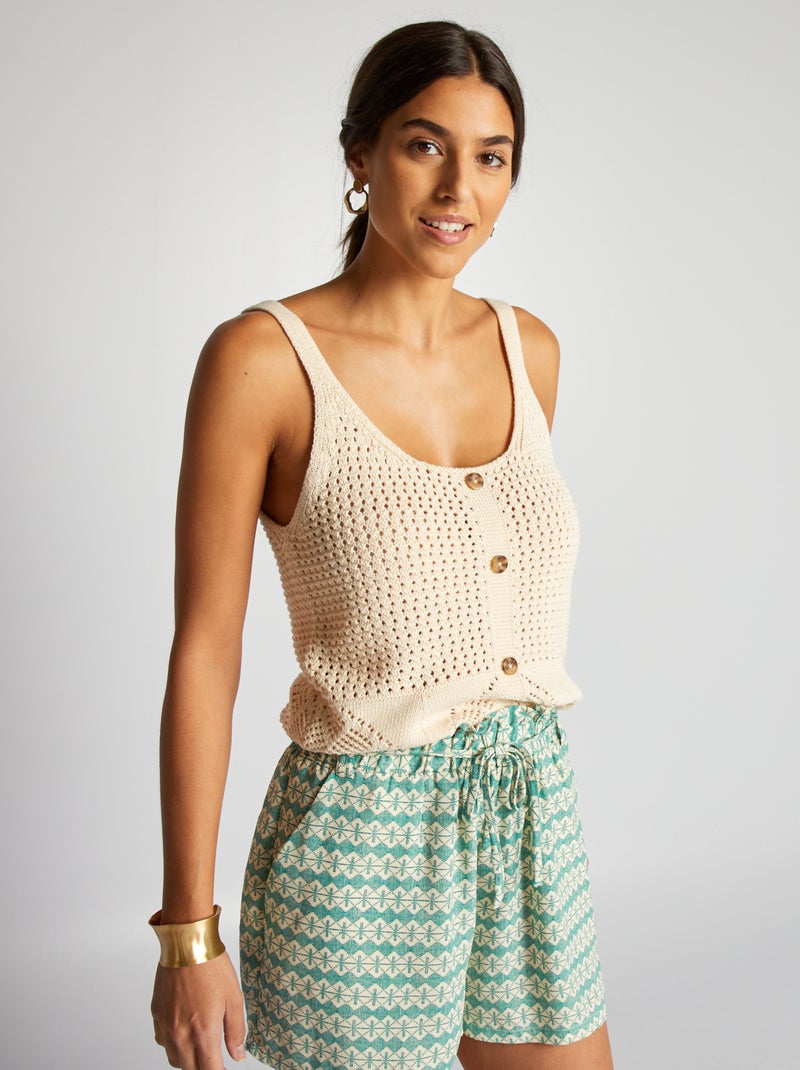 Camiseta de tirantes de croché BEIGE - Kiabi