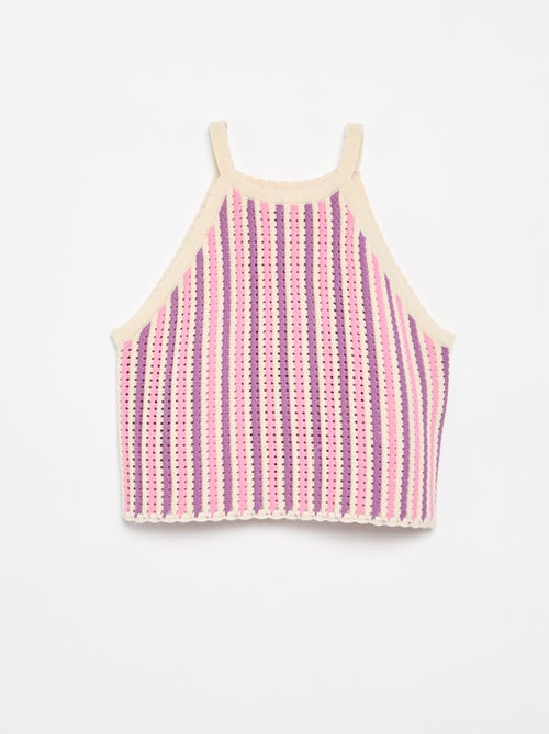 Camiseta de tirantes de crochet a rayas - Kiabi