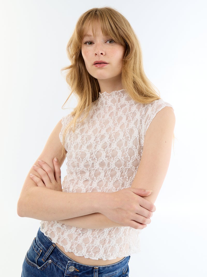 Camiseta de tirantes de encaje Blanco - Kiabi