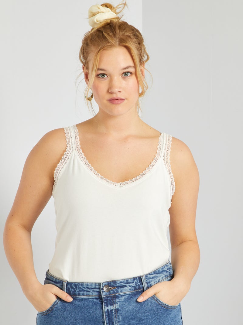 Camiseta de tirantes de encaje Blanco - Kiabi