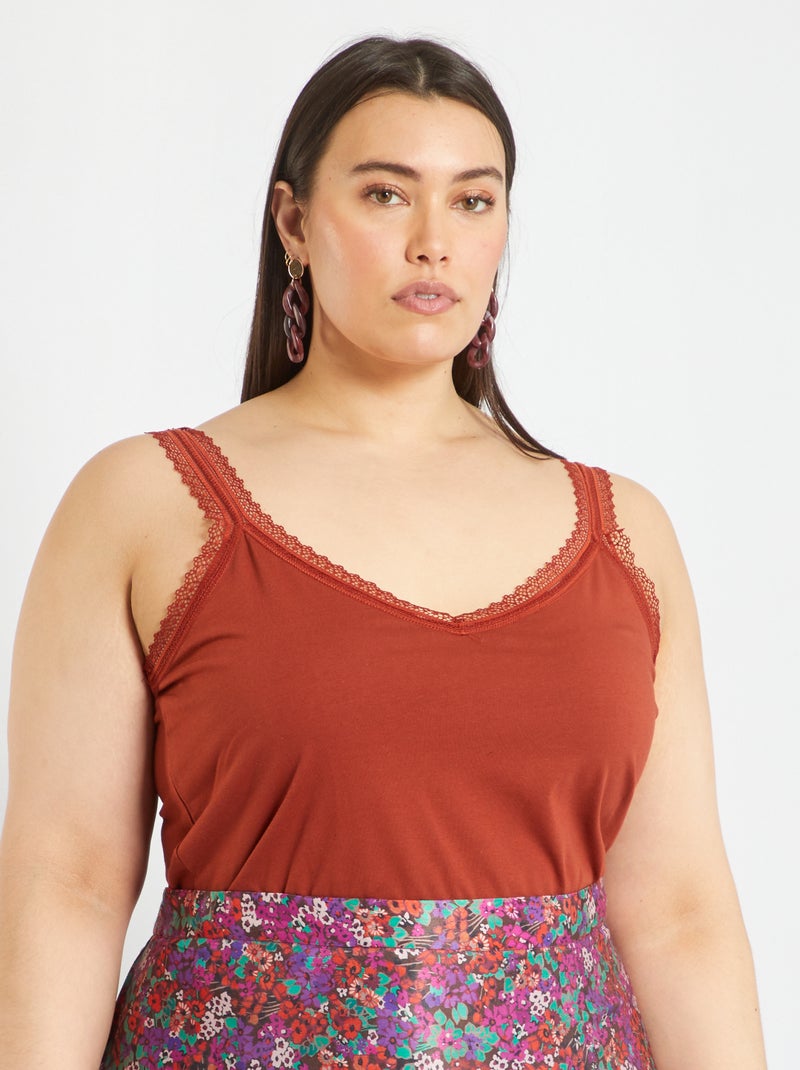 Camiseta de tirantes de encaje NARANJA - Kiabi
