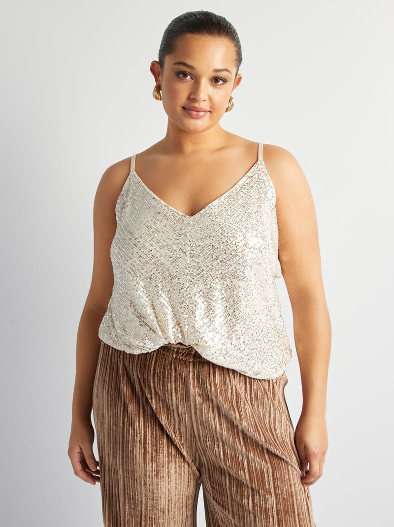 Camiseta de tirantes de fiesta con lentejuelas AMARILLO - Kiabi