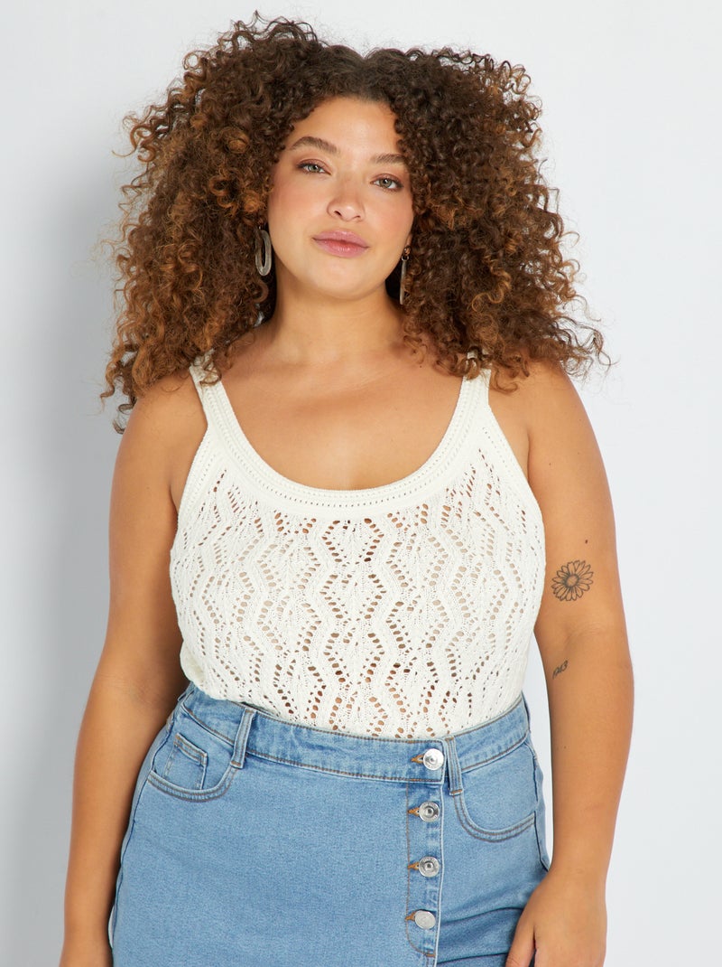 Camiseta de tirantes de ganchillo Blanco - Kiabi