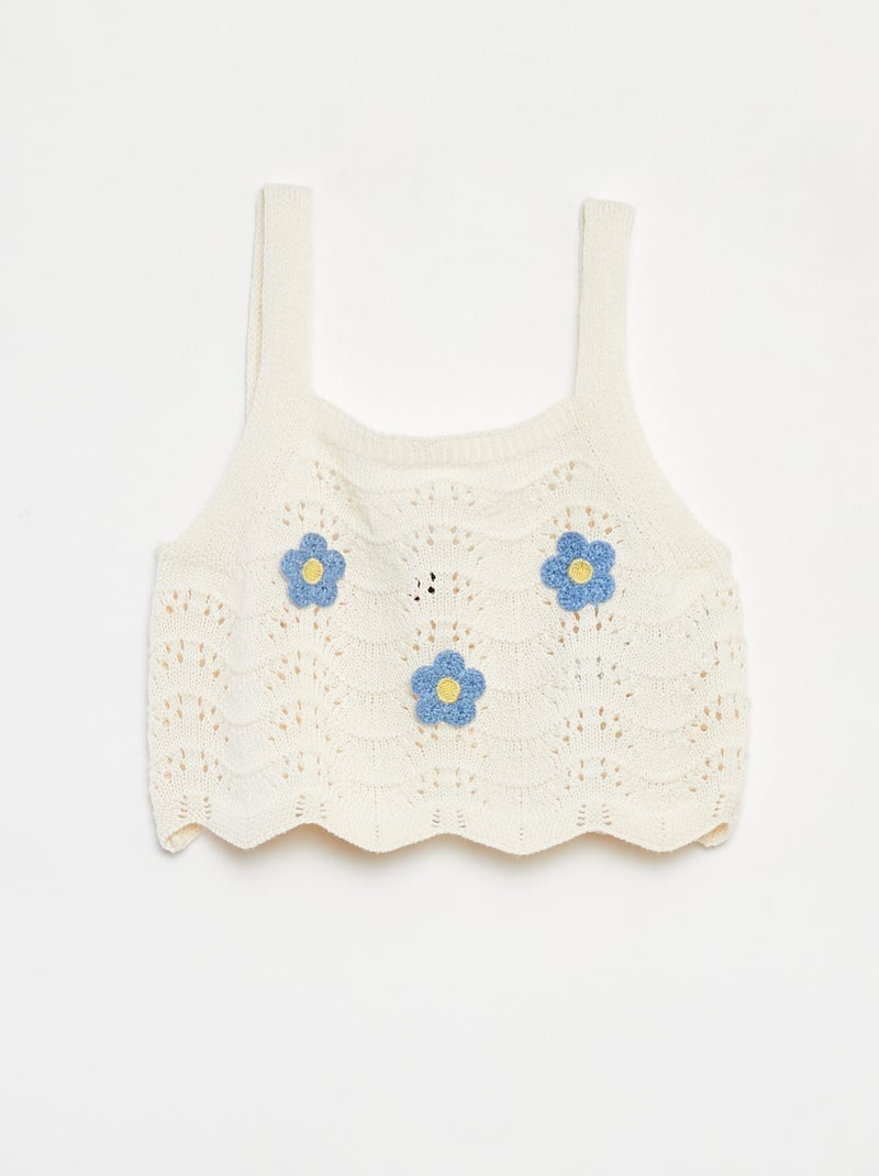 Camiseta de tirantes de ganchillo con estampados Blanco - Kiabi