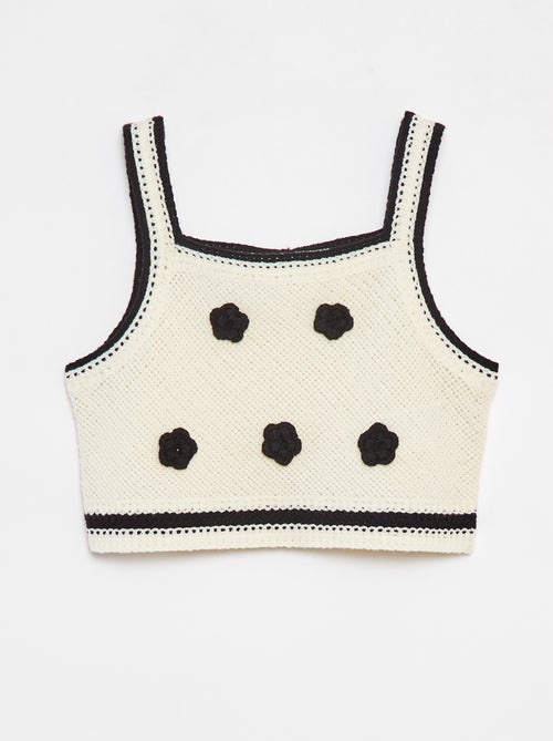 Camiseta de tirantes de ganchillo con flores - Kiabi