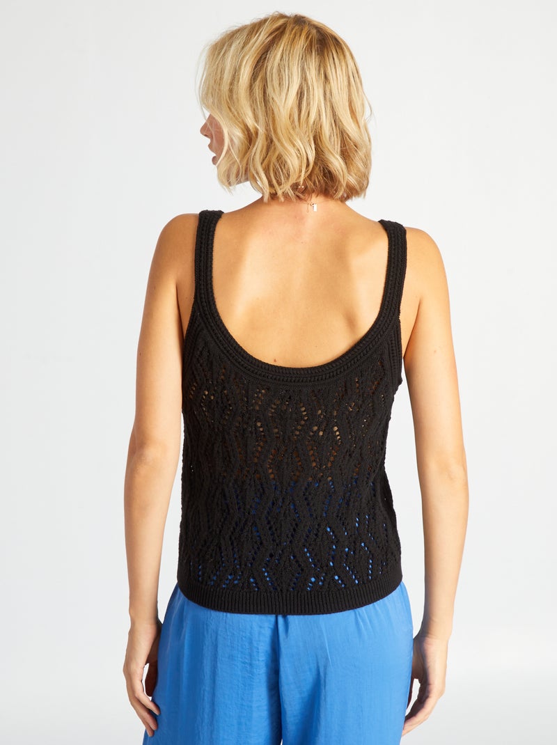 Camiseta de tirantes de ganchillo Negro - Kiabi