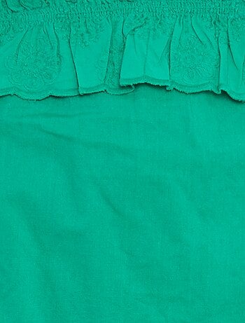 Camiseta de tirantes de gasa de algodón con bordado inglés
