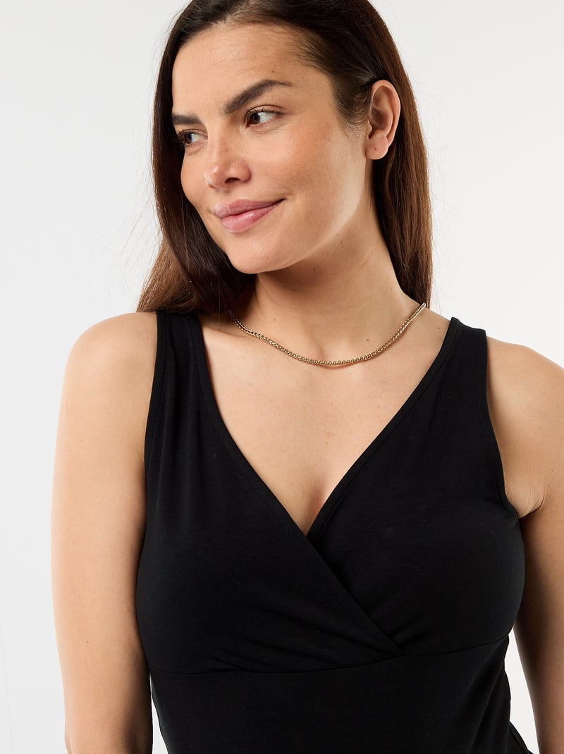 Camiseta de tirantes de maternidad con escote cruzado Negro - Kiabi