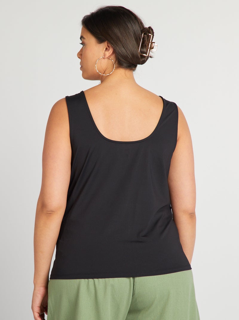 Camiseta de tirantes de microfibra con escote cuadrado NEGRO - Kiabi