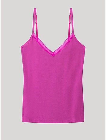 Camiseta de tirantes de modal con detalles de encaje en escote
