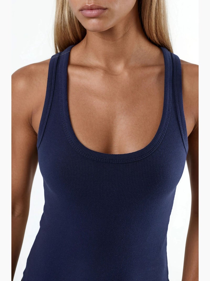 Camiseta de tirantes de modal y algodón acanalada busem Azul marino - Kiabi