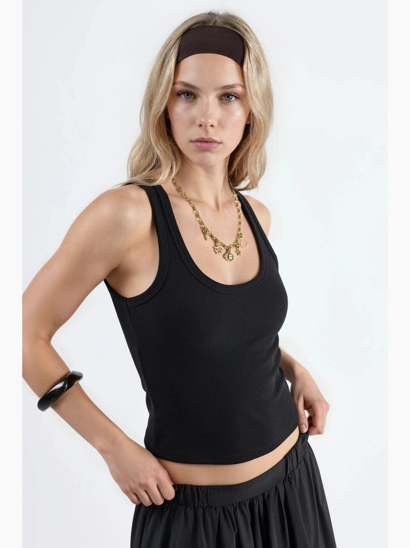 Camiseta de tirantes de modal y algodón acanalada busem Negro - Kiabi