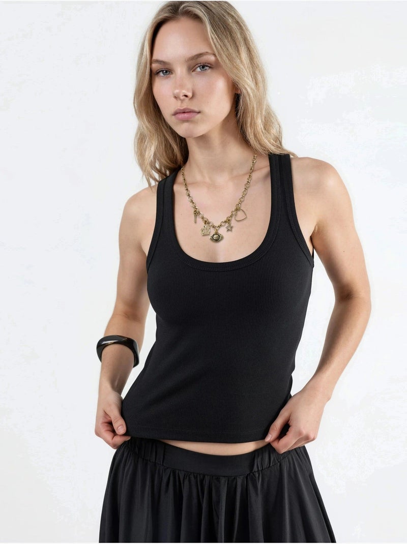 Camiseta de tirantes de modal y algodón acanalada busem Negro - Kiabi