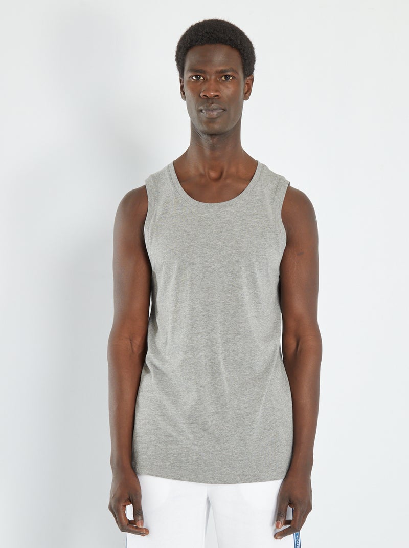 Camiseta de tirantes de noche en punto liso GRIS - Kiabi