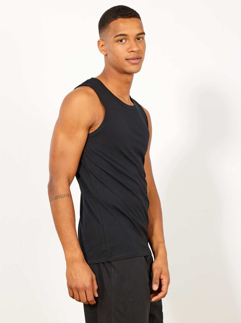 Camiseta de tirantes de noche en punto liso Negro - Kiabi