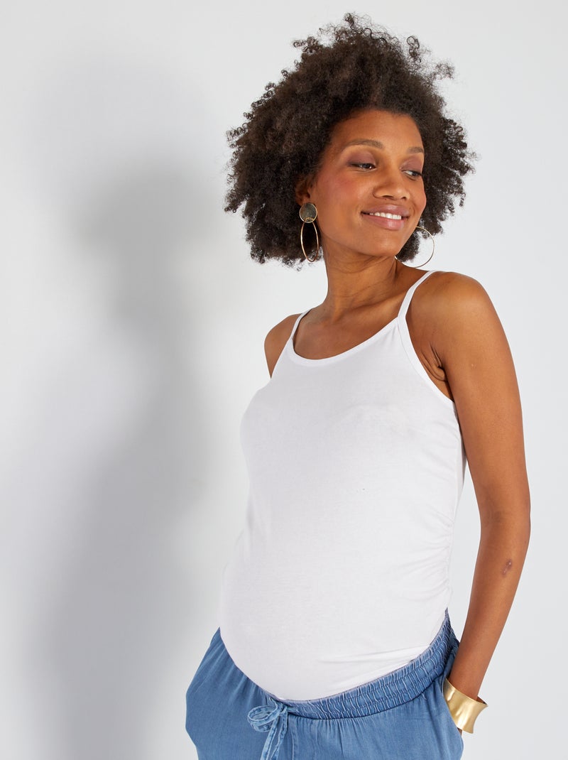 Camiseta de tirantes de premamá con tirantes finos regulables Blanco - Kiabi