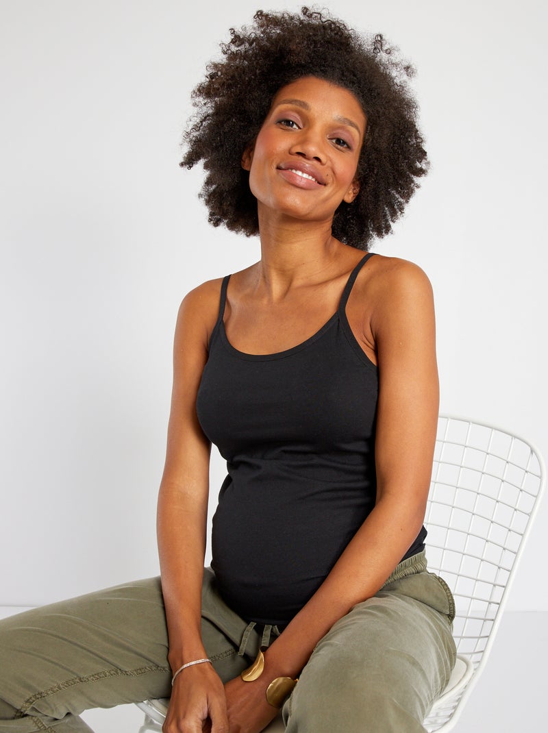 Camiseta de tirantes de premamá con tirantes finos regulables Negro - Kiabi