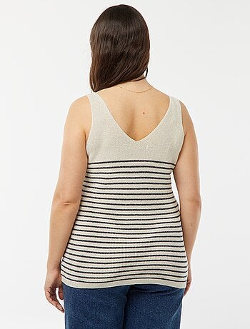 Camiseta de tirantes de punto brillante con motivo de rayas