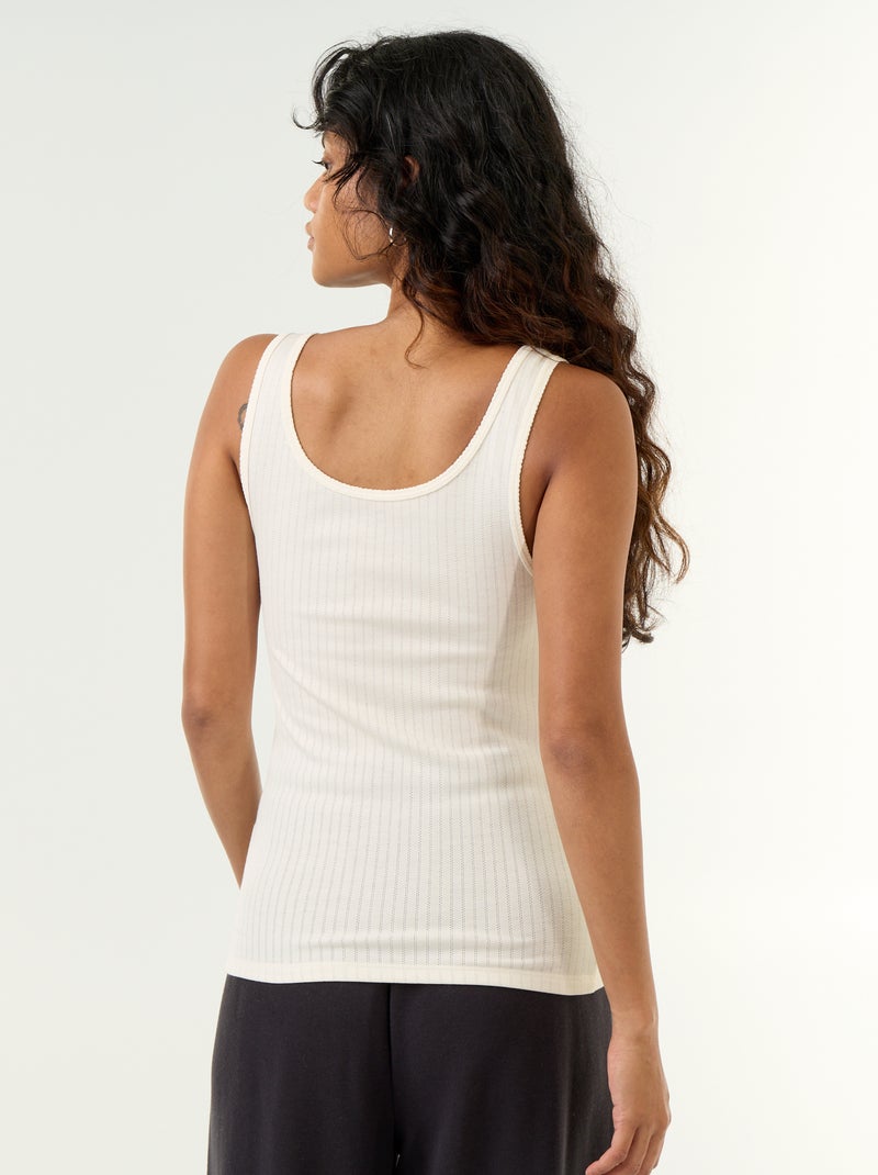 Camiseta de tirantes de punto calado Beige - Kiabi