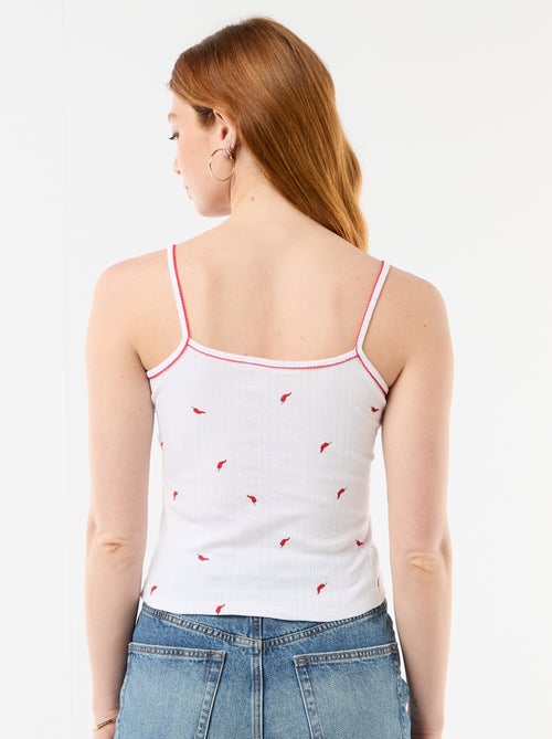 Camiseta de tirantes de punto calado con estampado 'chile' - Kiabi