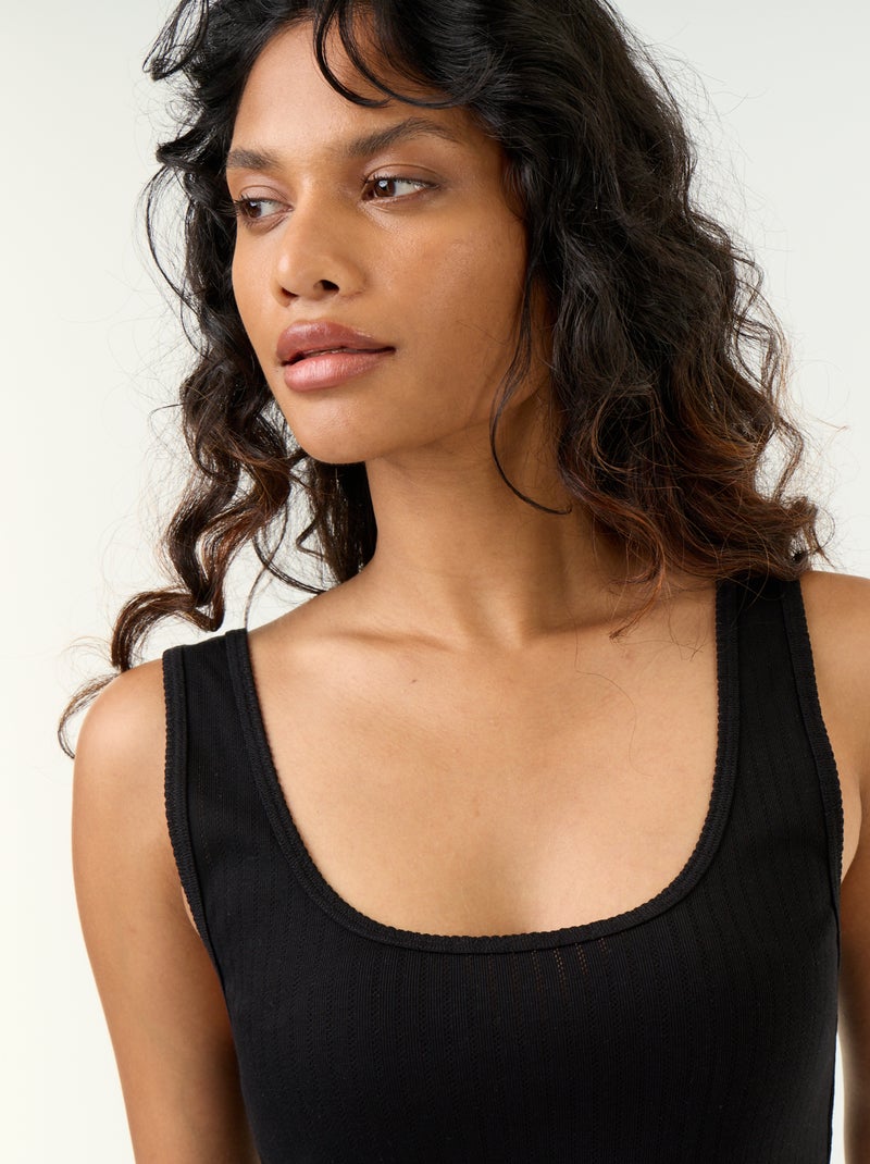 Camiseta de tirantes de punto calado Negro - Kiabi