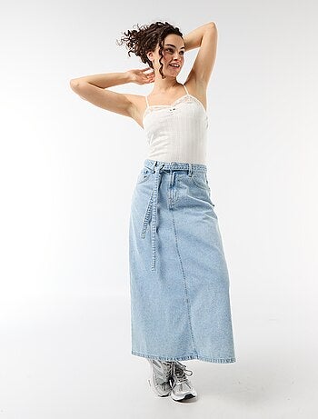 Camiseta de tirantes de punto calado y encaje