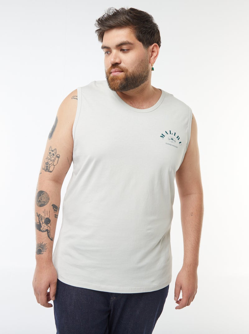 Camiseta de tirantes de punto con estampado en ambos lados Beige - Kiabi