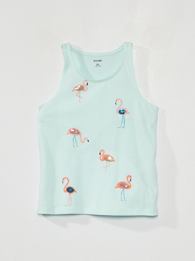 Camiseta de tirantes de punto con motivos de fantasía AZUL - Kiabi