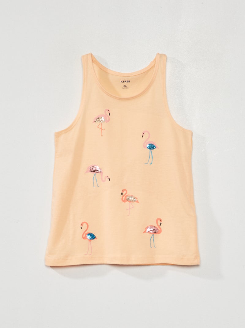 Camiseta de tirantes de punto con motivos de fantasía NARANJA - Kiabi