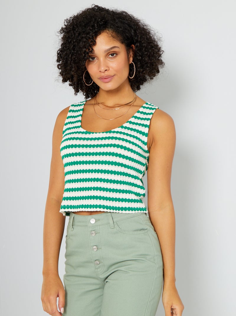 Camiseta de tirantes de punto croché VERDE - Kiabi