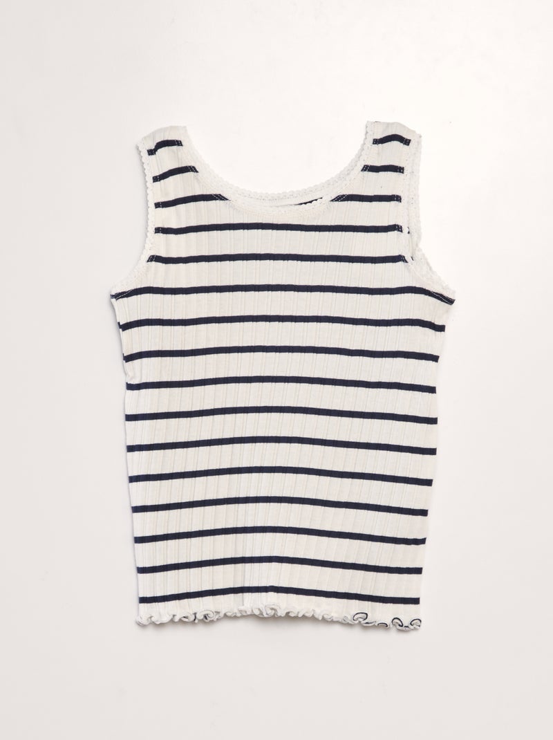 Camiseta de tirantes de punto de canalé a rayas ROSA - Kiabi