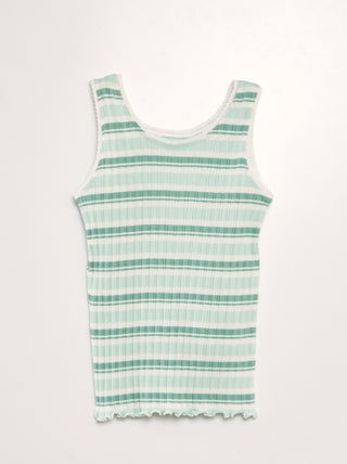 Camiseta de tirantes de punto de canalé a rayas