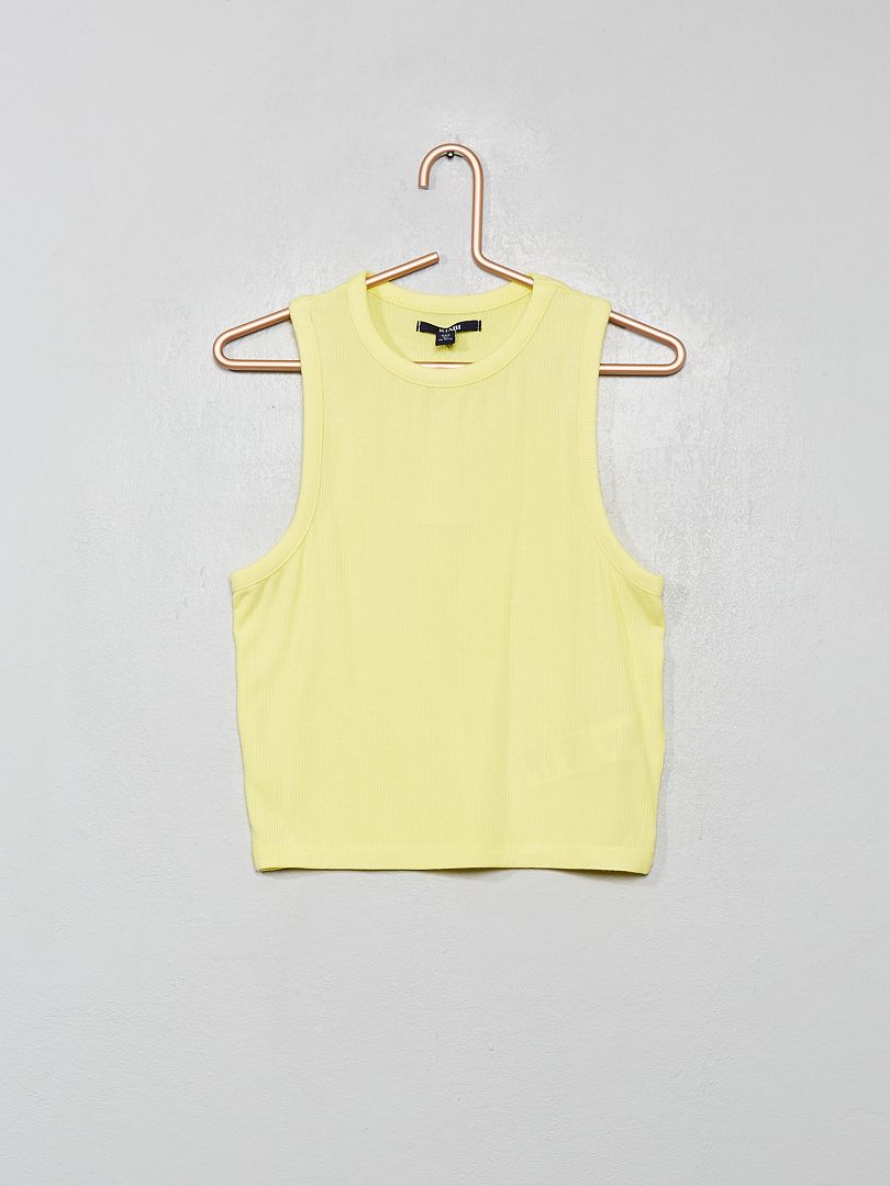 Camiseta de tirantes de punto de canalé amarillo - Kiabi