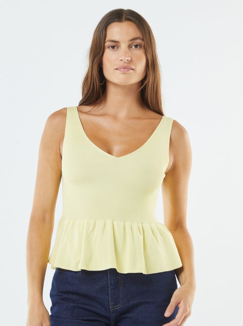 Camiseta de tirantes de punto de canalé evasé - Kiabi