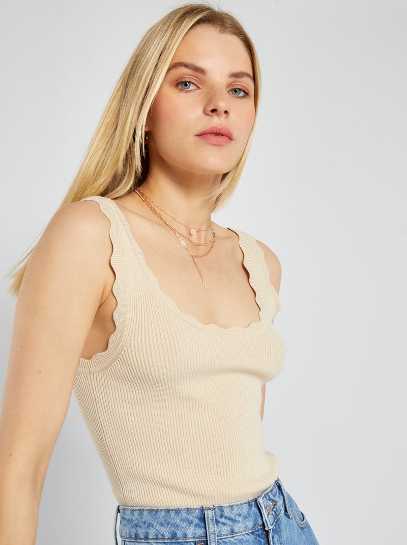 Camiseta de tirantes de punto de canalé 'JDY' BEIGE - Kiabi