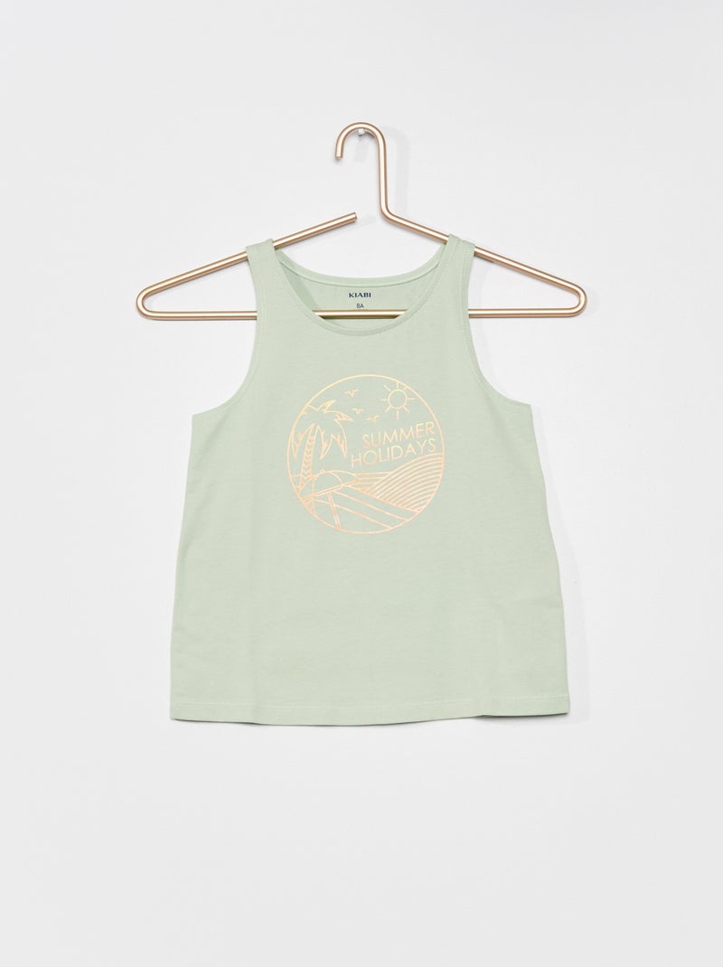 Camiseta de tirantes de punto estampada VERDE - Kiabi
